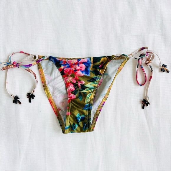 Zimmermann Womens Bikini Bottom Tropicana Triangle Floral Palms Swimwear Sz 2-4 - Picture 1 of 7